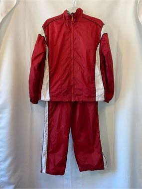 Vintage Brooks Sport Red Nylon Tracksuit Zip Jacket And Joggers MD Retro Sport